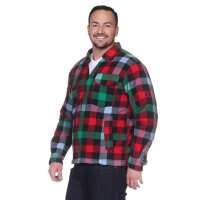 Herren Holzfäller Hemd Thermohemd gefüttert Sweatshirt Kariert Jacke, Grün/Rot/M