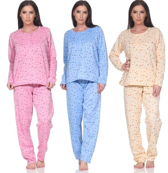 Damen Pyjama lang Thermo Winter Schlafanzug, Gr. M L XL 2XL