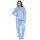 Damen Pyjama lang Thermo Winter Schlafanzug, Blau/L/40