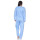 Damen Pyjama lang Thermo Winter Schlafanzug, Blau/L/40