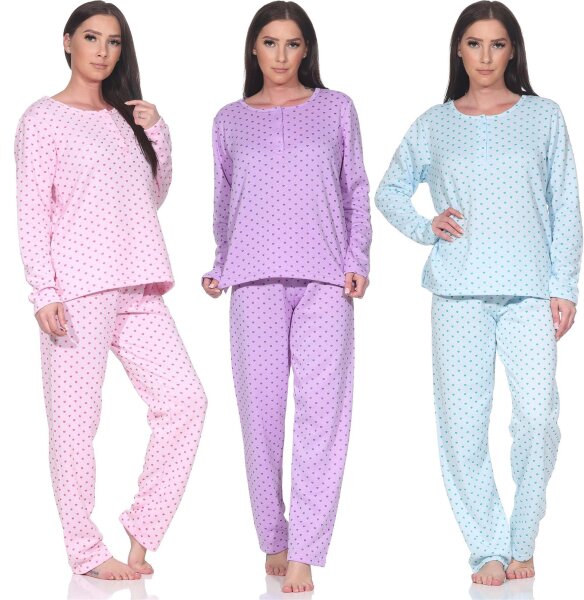 Damen Pyjama lang Thermo Winter Schlafanzug, Gr. M L XL 2XL