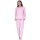 Damen Pyjama lang Thermo Winter Schlafanzug, Rosa/L/40