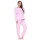 Damen Pyjama lang Thermo Winter Schlafanzug, Rosa/L/40