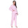 Damen Pyjama lang Thermo Winter Schlafanzug, Rosa/L/40