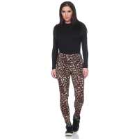 Damen Leggings Leo Zebra Print Stretch Slim Fit,  Leo1-Braun M/38