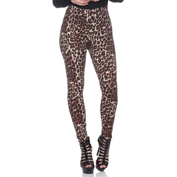 Damen Leggings Leo Zebra Print Stretch Slim Fit,  Leo1-Braun S/36