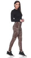 Damen Basic Leggings,  Leo, Zabra, Leo1-Braun/S/36
