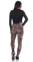 Damen Basic Leggings,  Leo, Zabra, Leo1-Braun/S/36