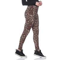 Damen Basic Leggings,  Leo, Zabra, Leo1-Braun/XL/42