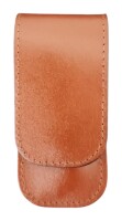 3-teiliges Solingen Maniküre Set mit Leder Etui, Nagelschere, Feile, Pinzette Braun