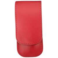 3-teiliges Solingen Maniküre Set mit Leder Etui, Nagelschere, Feile, Pinzette, Made in Germany Rot