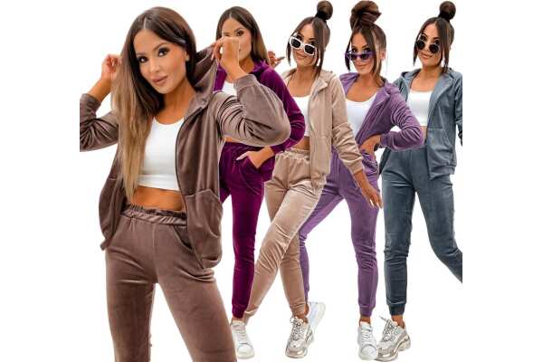 Damen Homewear Nicki Jogginganzug mit Kapuze Freizeitanzug; Gr. S M L XL