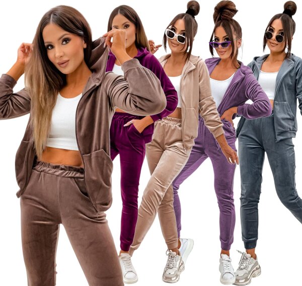 Damen Homewear Nicki Jogginganzug mit Kapuze Freizeitanzug; Gr. S M L XL