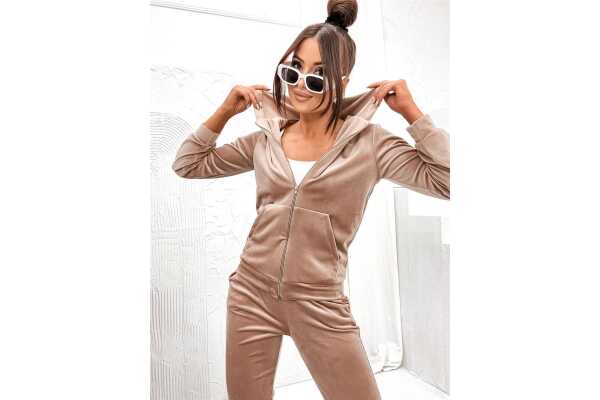 Damen Nicki Jogginganzug mit Kapuze Freizeitanzug;  Beige/L/40