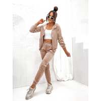 Damen Nicki Jogginganzug mit Kapuze Freizeitanzug;  Beige/L/40