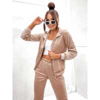 Damen Nicki Jogginganzug mit Kapuze Freizeitanzug;  Beige/L/40