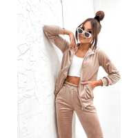 Damen Nicki Jogginganzug mit Kapuze Freizeitanzug;  Beige/L/40