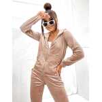 Damen Nicki Jogginganzug mit Kapuze Freizeitanzug;  Beige/L/40