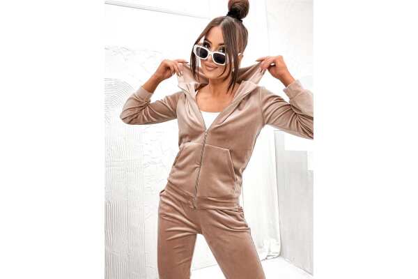 Damen Nicki Jogginganzug mit Kapuze Freizeitanzug;  Beige/M/38