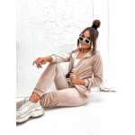 Damen Nicki Jogginganzug mit Kapuze Freizeitanzug;  Beige/M/38