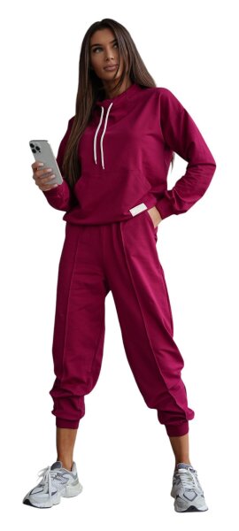 Damen Freizeitanzug Hausanzug Jogginganzug, Bordo/S/36