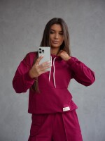 Damen Freizeitanzug Hausanzug Jogginganzug, Bordo/S/36