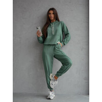 Damen Freizeitanzug Hausanzug Jogginganzug, Khaki/S/36