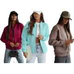 Damen Sweatjacke Premium Baumwolljacke Bomberjacke mit...