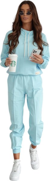 Damen Freizeitanzug Hausanzug Homewear Jogginganzug,  Türkis/XL/42