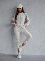 Damen Nicki Hoodie Jogginghose Freizeitanzug Homewear,  Beige/L/XL