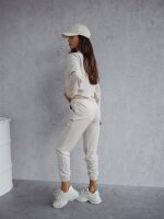 Damen Nicki Hoodie Jogginghose Freizeitanzug Homewear,  Beige/L/XL