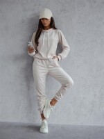Damen Nicki Hoodie Jogginghose Freizeitanzug Homewear,  Beige/L/XL