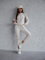 Damen Nicki Hoodie Jogginghose Freizeitanzug Homewear,  Beige/L/XL