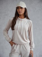 Damen Nicki Hoodie Jogginghose Freizeitanzug Homewear,  Beige/L/XL
