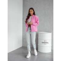 Damen Sweatjacke Premium Baumwolljacke Bomberjacke mit Reißverschluss, Rosa/S/M 36/38