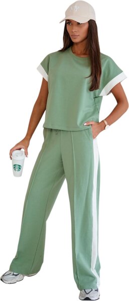 Damen Jogginganzug Freizeitanzug mit Sweatshirt Baumwoll-Trainingsanzug; Khaki/XL/42