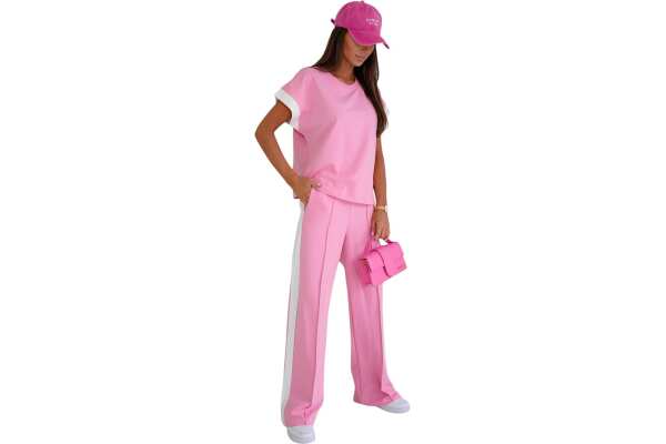 Damen Jogginganzug Freizeitanzug mit Sweatshirt Baumwoll-Trainingsanzug; Rosa/M/38