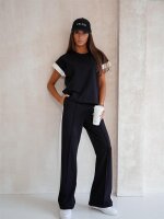 Damen Jogginganzug Freizeitanzug mit Sweatshirt Baumwoll-Trainingsanzug; Schwarz/S/36