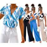 Damen Jumpsuit mit Wickeloberteil Overall luxuriöse...