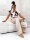 Damen Jumpsuit mit Wickeloberteil Overall luxuriöse Look Beige/L/40