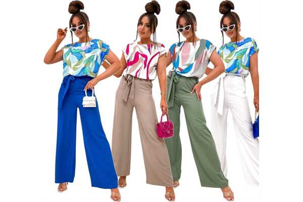 Damen Jumpsuit mit Weiten Hosenbeinen Overall luxuriöse Look
