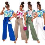 Damen Jumpsuit mit Weiten Hosenbeinen Overall...