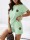 Damen Jogginganzug  Zweiteiler Homewear – Kurzarmshirt & Shorts Mintgrün/S/36
