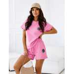 Damen Jogginganzug  Zweiteiler Homewear – Kurzarmshirt & Shorts Rosa/M/38