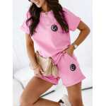 Damen Jogginganzug  Zweiteiler Homewear – Kurzarmshirt & Shorts Rosa/M/38