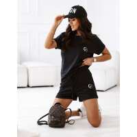 Damen Jogginganzug  Zweiteiler Homewear – Kurzarmshirt & Shorts Schwarz/S/36