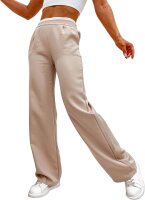 Damen High-Waist Stoffhose mit weitem Bein und...
