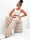 Damen High-Waist Stoffhose mit weitem Bein und Stretchbund Beige/XL/42