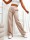 Damen High-Waist Stoffhose mit weitem Bein und Stretchbund Beige/XL/42
