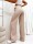 Damen High-Waist Stoffhose mit weitem Bein und Stretchbund Beige/XL/42
